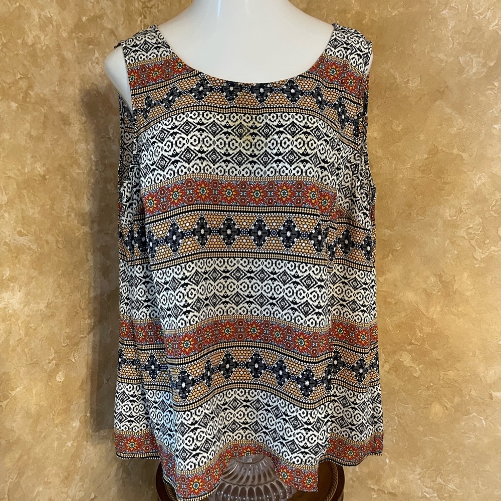 Roz & Ali Black and Orange Boxy Tunic Top
